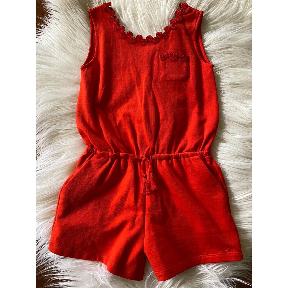 CHLOE KIDS Cotton Playsuit Romper Red Size 8. Retail $185. NWT